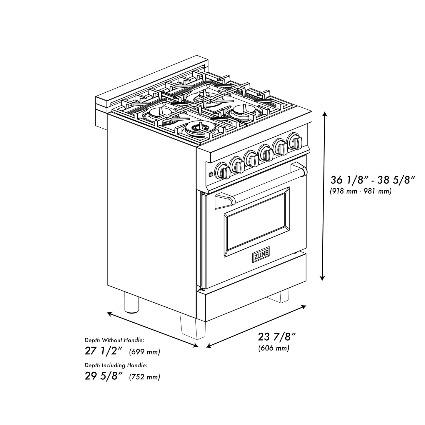 ZLINE Autograph Edition 24" 2.8 cu. ft. Dual Fuel Range with Gas Stove and Electric Oven in Fingerprint Resistant Stainless Steel with Polished Gold Accents (RASZ-SN-24-G)