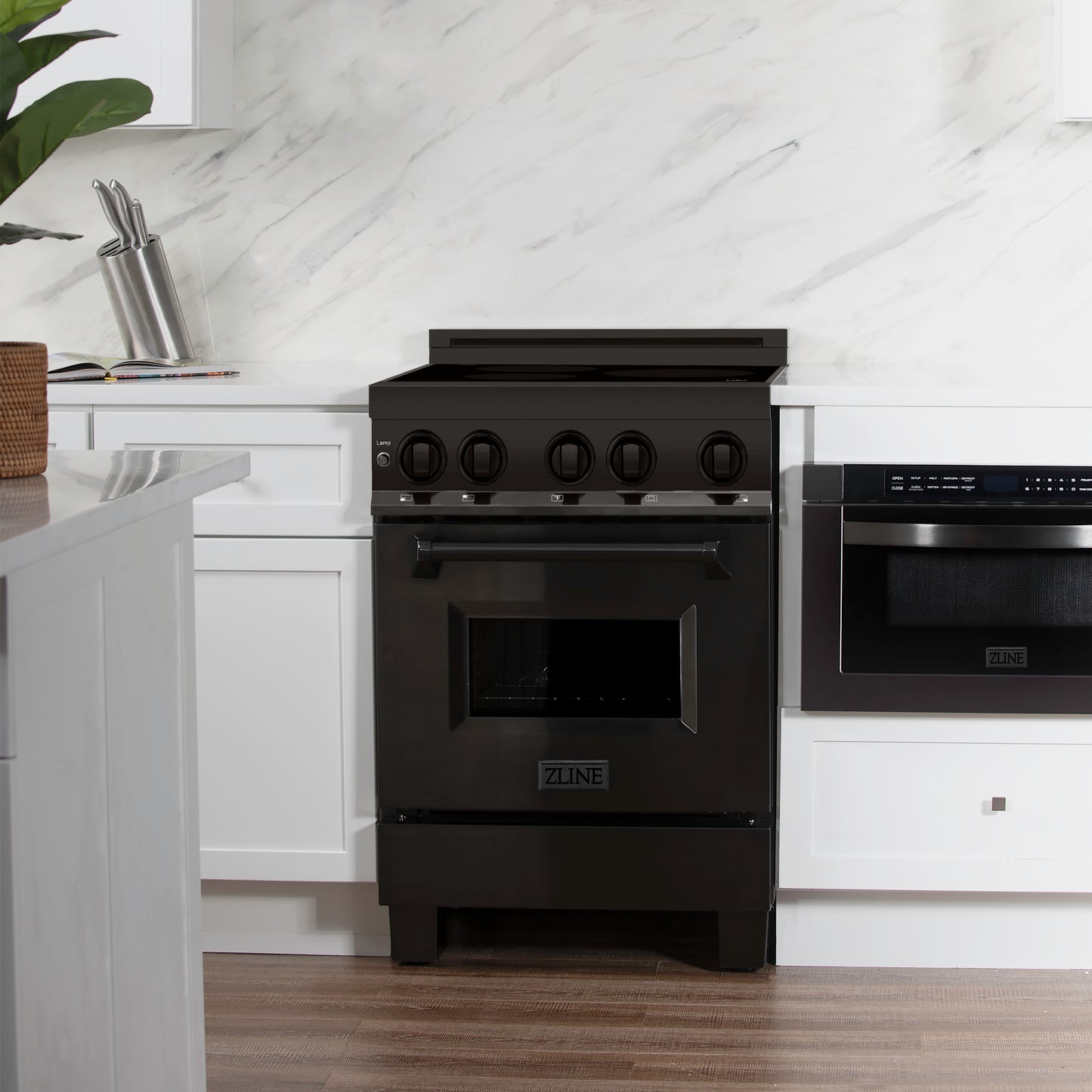 ZLINE 24" 2.8 cu. ft. Induction Range with a 3 Element Stove and Electric Oven in Black Stainless Steel (RAIND-BS-24)