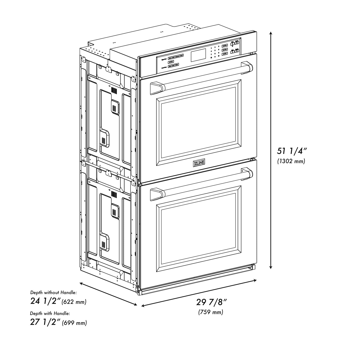 ZLINE 30" Professional Double Wall Oven with Self Clean and True Convection in Fingerprint Resistant Stainless Steel (AWDS-30)