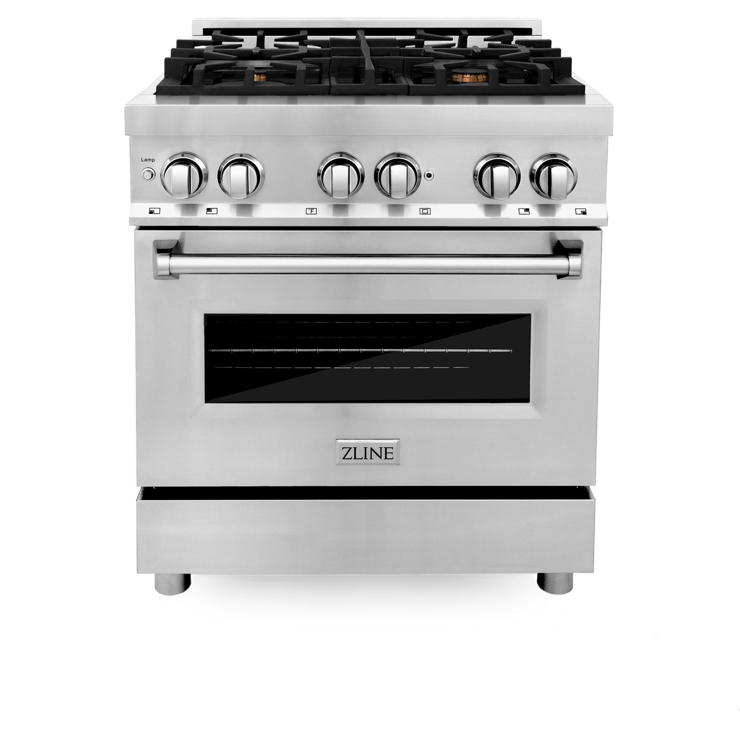 ZLINE 30" 4.0 cu. ft. Dual Fuel Range with Gas Stove and Electric Oven in Stainless Steel with Brass Burners (RA-BR-30)