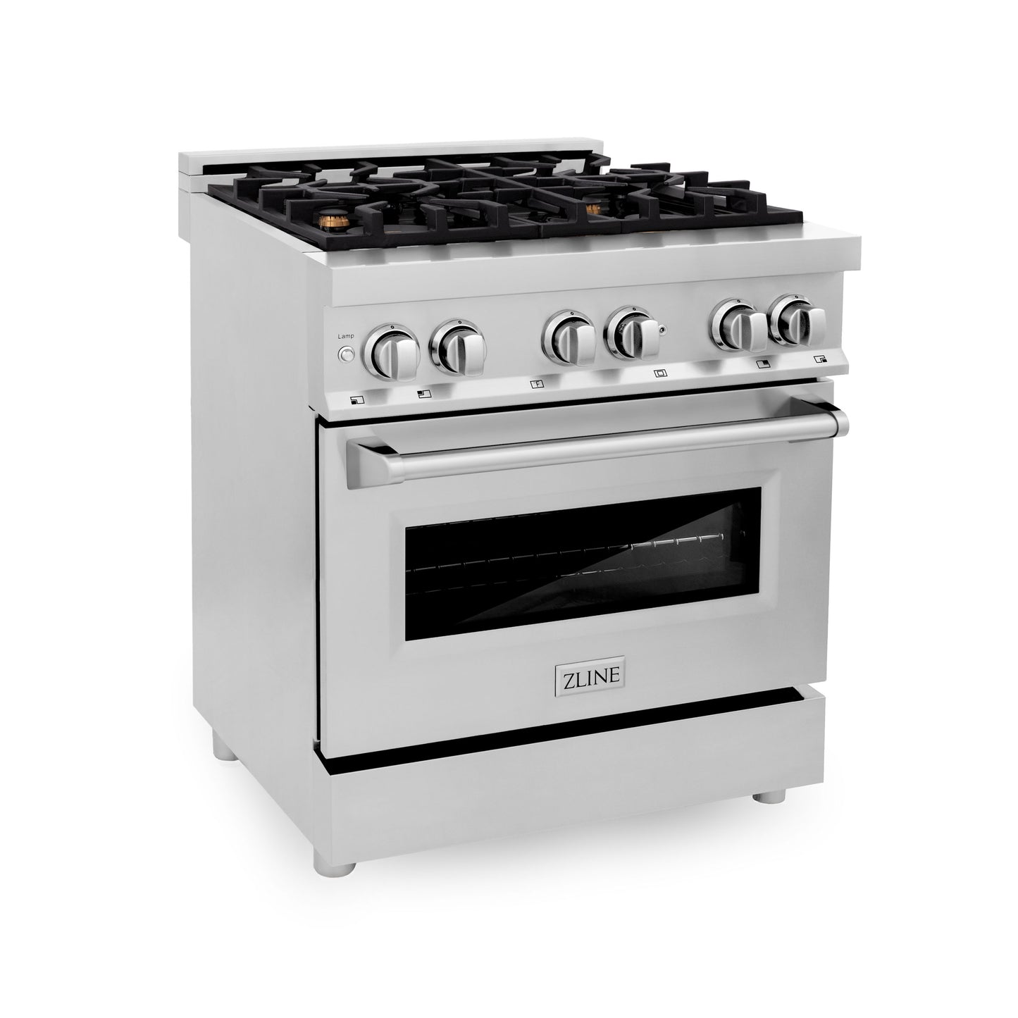 ZLINE 30" 4.0 cu. ft. Dual Fuel Range with Gas Stove and Electric Oven in Stainless Steel with Brass Burners (RA-BR-30)