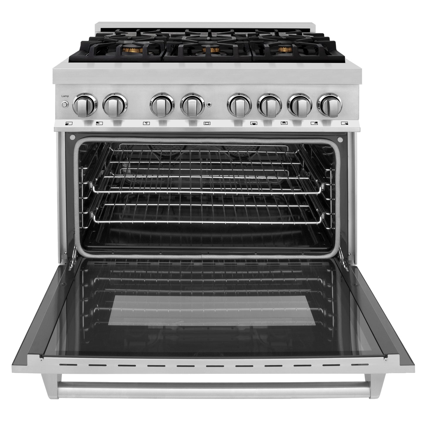 ZLINE 36" 4.6 cu. ft. Dual Fuel Range with Gas Stove and Electric Oven in Stainless Steel with Brass Burners (RA-BR-36)