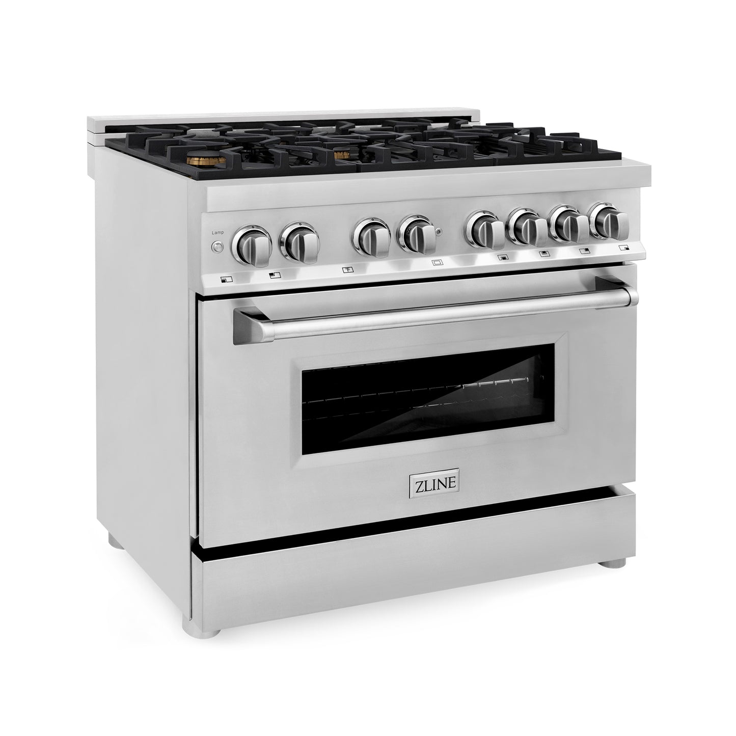 ZLINE 36" 4.6 cu. ft. Dual Fuel Range with Gas Stove and Electric Oven in Stainless Steel with Brass Burners (RA-BR-36)