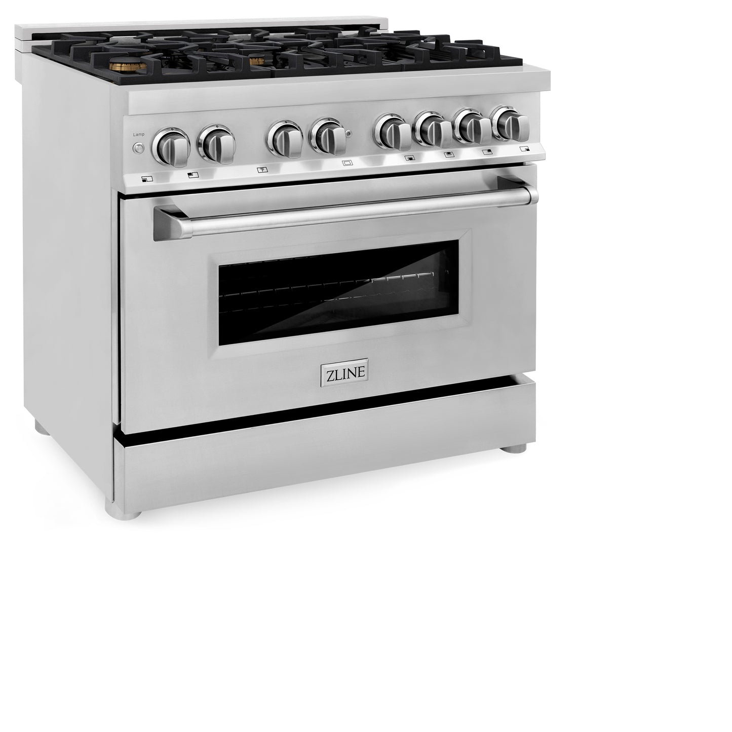 ZLINE 36" 4.6 cu. ft. Dual Fuel Range with Gas Stove and Electric Oven in Stainless Steel with Brass Burners (RA-BR-36)