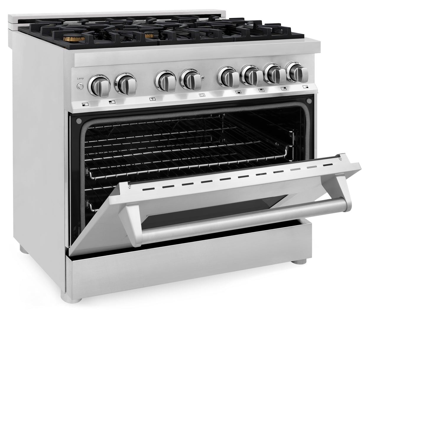 ZLINE 36" 4.6 cu. ft. Dual Fuel Range with Gas Stove and Electric Oven in Stainless Steel with Brass Burners (RA-BR-36)