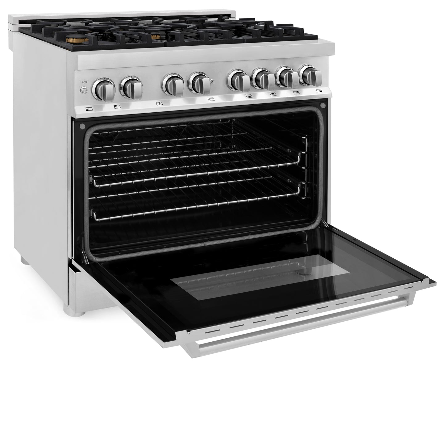 ZLINE 36" 4.6 cu. ft. Dual Fuel Range with Gas Stove and Electric Oven in Stainless Steel with Brass Burners (RA-BR-36)