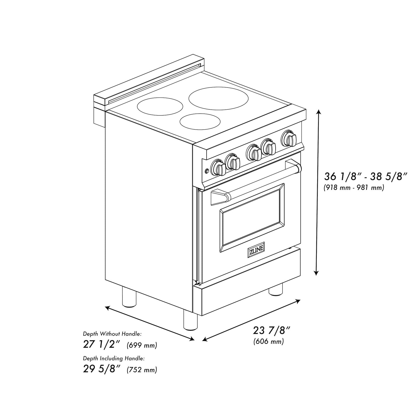 ZLINE 24" 2.8 cu. ft. Induction Range with a 3 Element Stove and Electric Oven in Stainless Steel (RAIND-24)