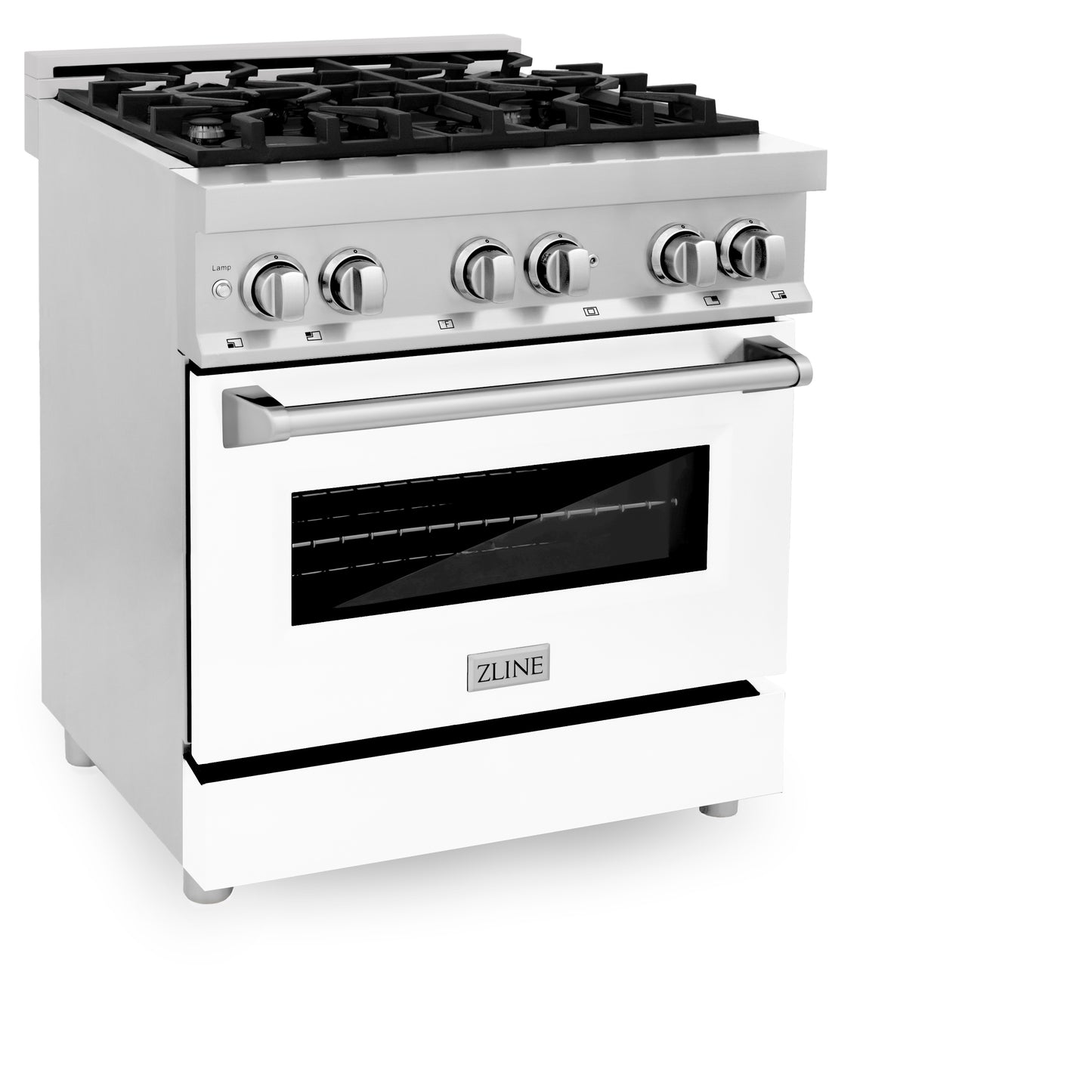 ZLINE 30" 4.0 cu. ft. Dual Fuel Range with Gas Stove and Electric Oven in Stainless Steel and White Matte Door (RA-WM-30)