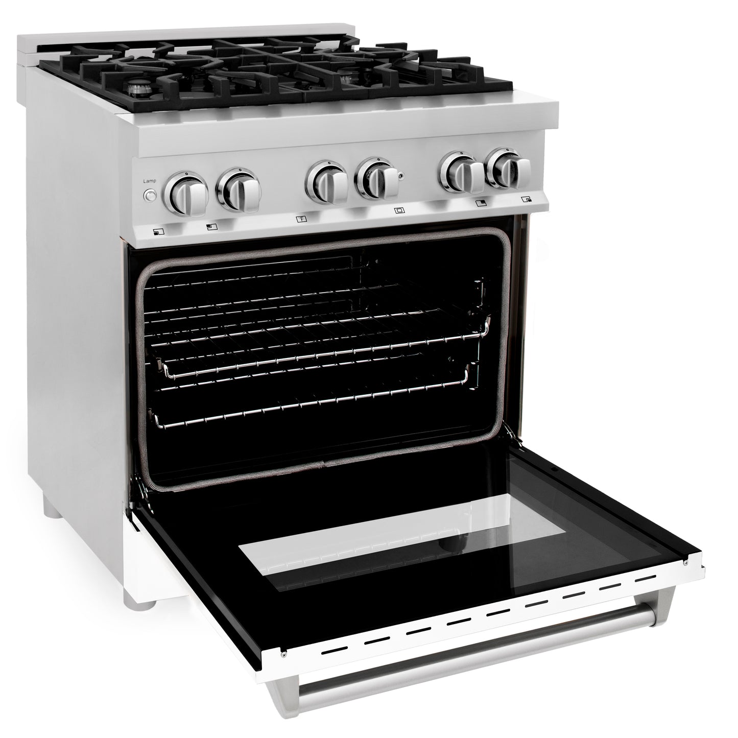 ZLINE 30" 4.0 cu. ft. Dual Fuel Range with Gas Stove and Electric Oven in Stainless Steel and White Matte Door (RA-WM-30)